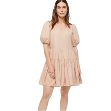 J.crew Women’s M Puff-Sleeve Cotton Poplin Wrap Dress Warm Clay