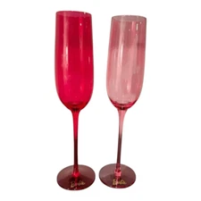 Barbie Collection X Dragon Set of 2 Pink Glassware Champagne Flutes