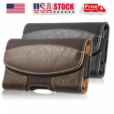 Horizontal Leather Cell Phone Pouch Holster Holder with Belt Clip Cover Case US