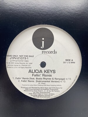 Alicia Keys Fallin' Remix Ft. Busta Rhymes Rampage Promo Record 12'' Vinyl 2001