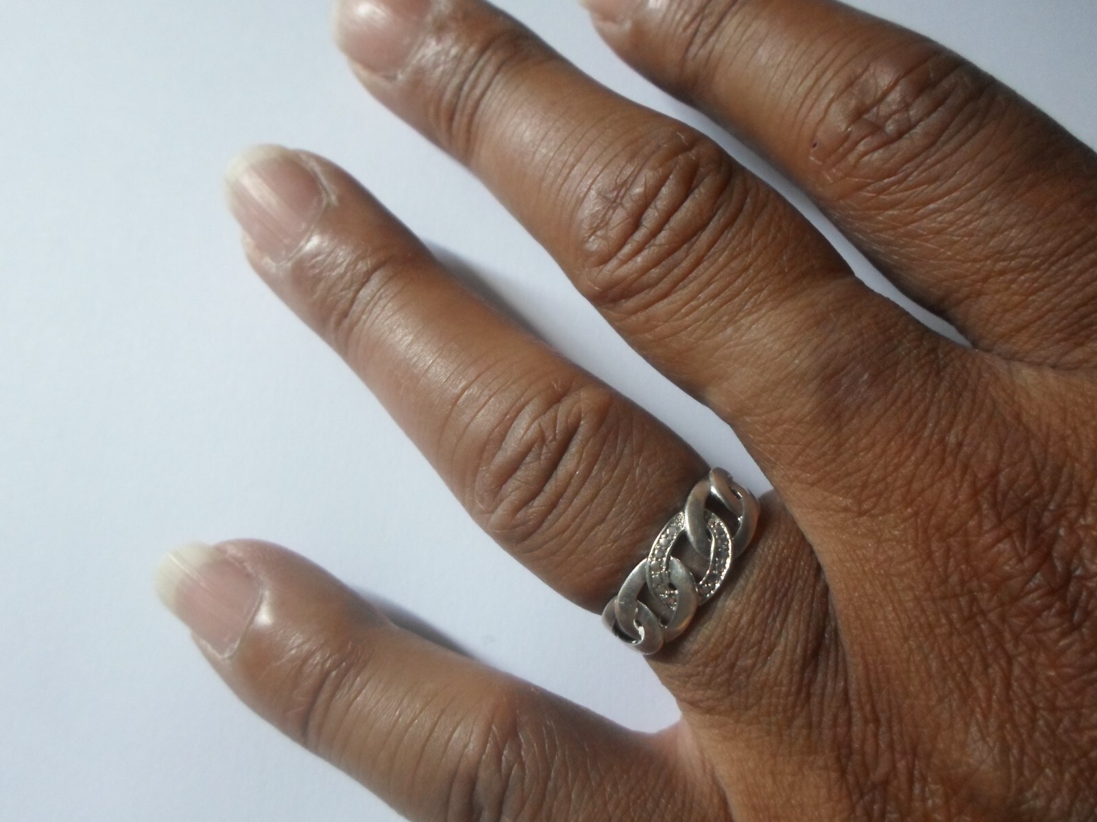 solid silver ring, openwork, interlaced, zirconiu… - image 3