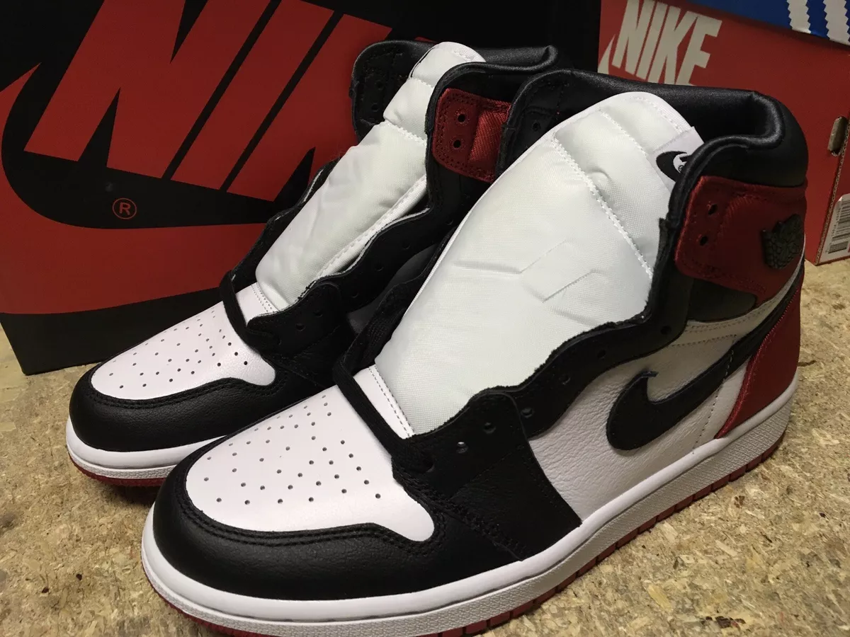 DS WOMENS NIKE AIR JORDAN 1 HIGH OG SATIN BLACK TOE CD0461 016 SZ 8  Authentic