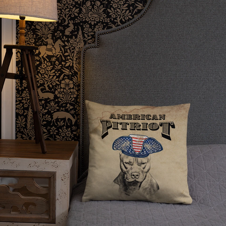 18" x 18" USA Flag Pillow Patriotic Pillow American Pit Bull Independence July 4 - Image 2 of 4