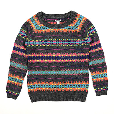 OLD NAVY Fair Isle Sweater Colorful Soft Knit Heather Women Small Cotton Blend