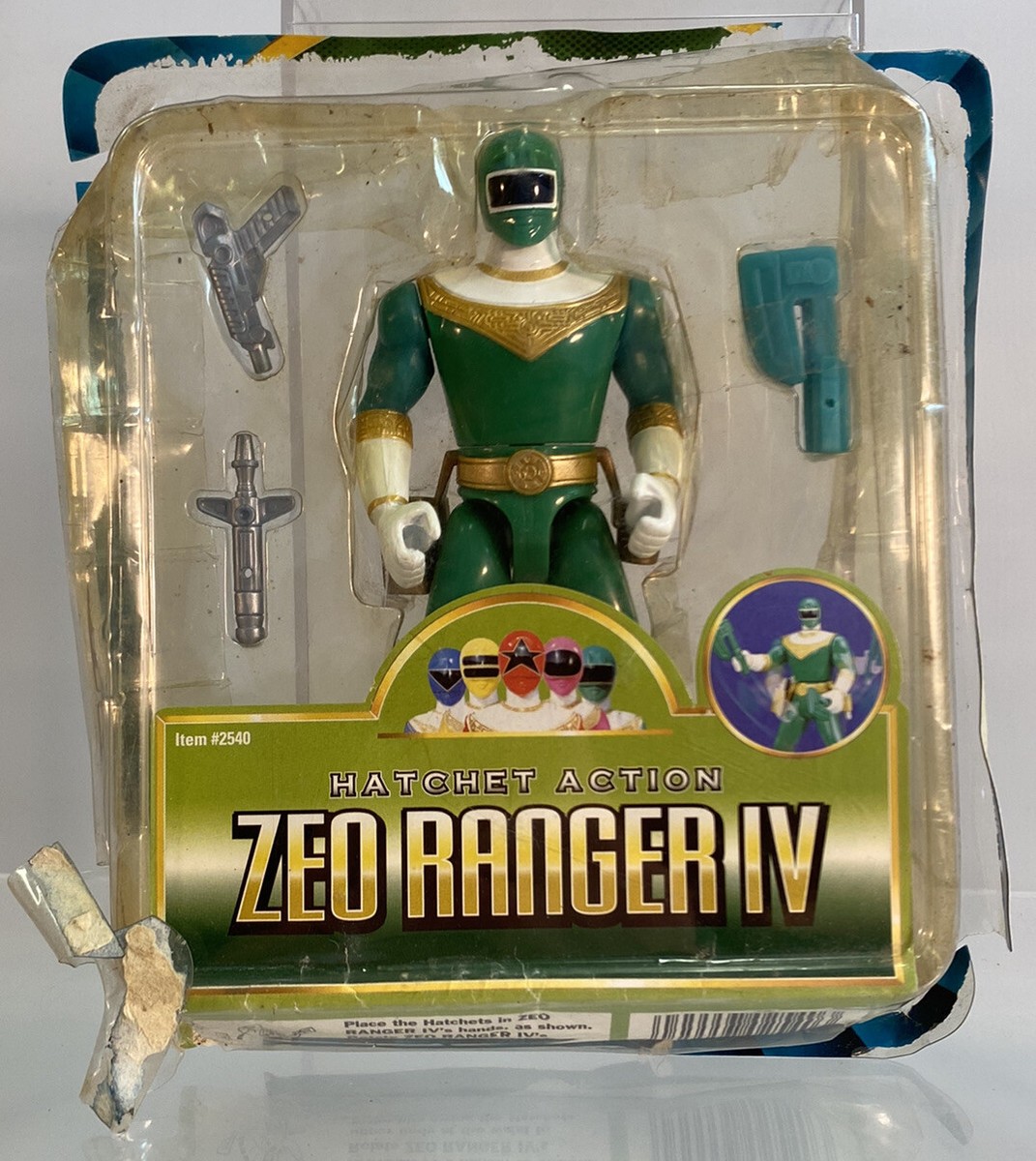 Vintage 1996 Power Rangers Zeo Ranger IV Green 5.5” Hatchet