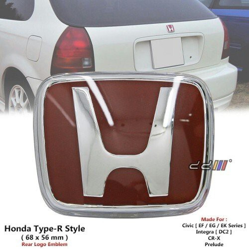96-00 Honda Civic EK JDM RED H Type R Front Rear Emblem 2PCS Set 92-95 Accord - Picture 6 of 10