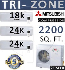 66000 Btu Tri Zone Ductless Mini Split Air Conditioner Heat:18000 + 24000 +24000