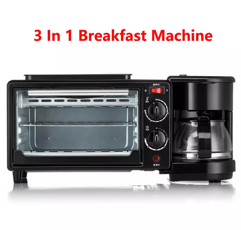 3-in-1 Breakfast Machine 600w coffee pot+750w Teppanyaki +750w