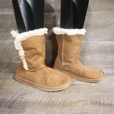 Joe Boxer Romy Brown Faux Fur Winter Boots Booties Slippers Size 8