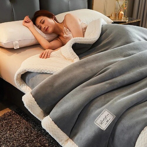Winter verdickte warme Decken weiche Milch Fleece Wärme Single Doppeldecke - Bild 9 von 35