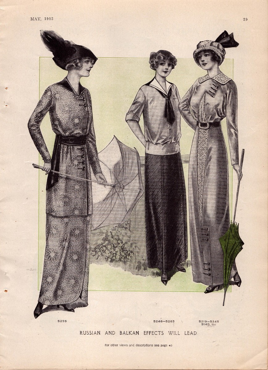 1913 Summer Fashion Dresses Women Young Miss Girls 12-Page Magazine  Illustration