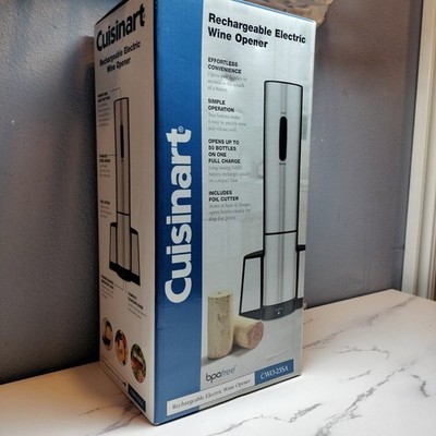 NEW Cuisinart Electric Wine Opener Foil Cutter Stainless Steel Recharge CWO-25SA