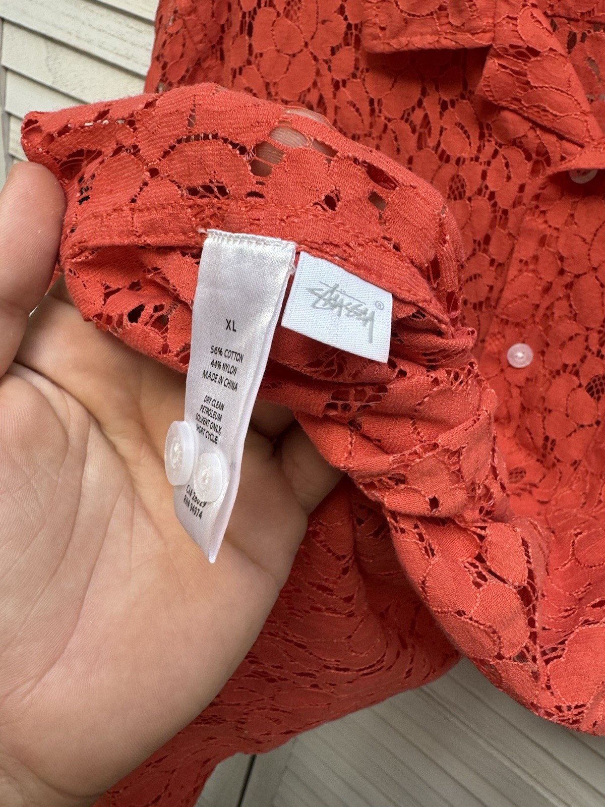 Men’s Casual Stussy Floral Pattern Y2K Shirt Orange thumbnail 7