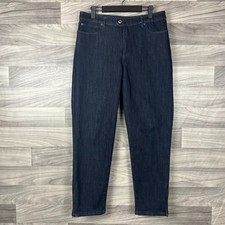 Chico's Jeans Women's 1/ 8 Blue Denim Tapered Fit Dark Wash Stretch Ankle Zip