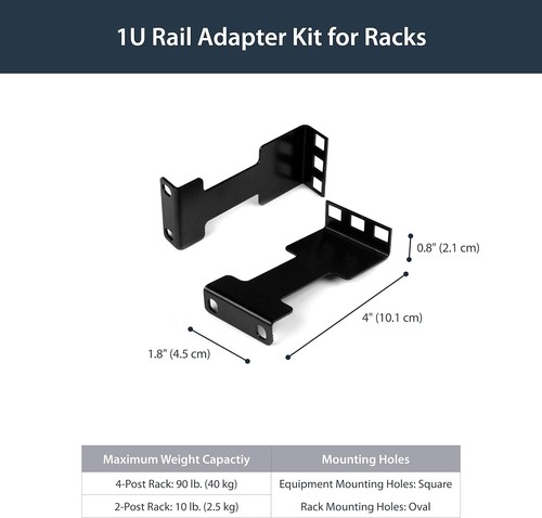 StarTech.com Server Rack Depth Extender - 1U - 4in / 10 cm - TAA Compliant - Rec - Picture 3 of 5