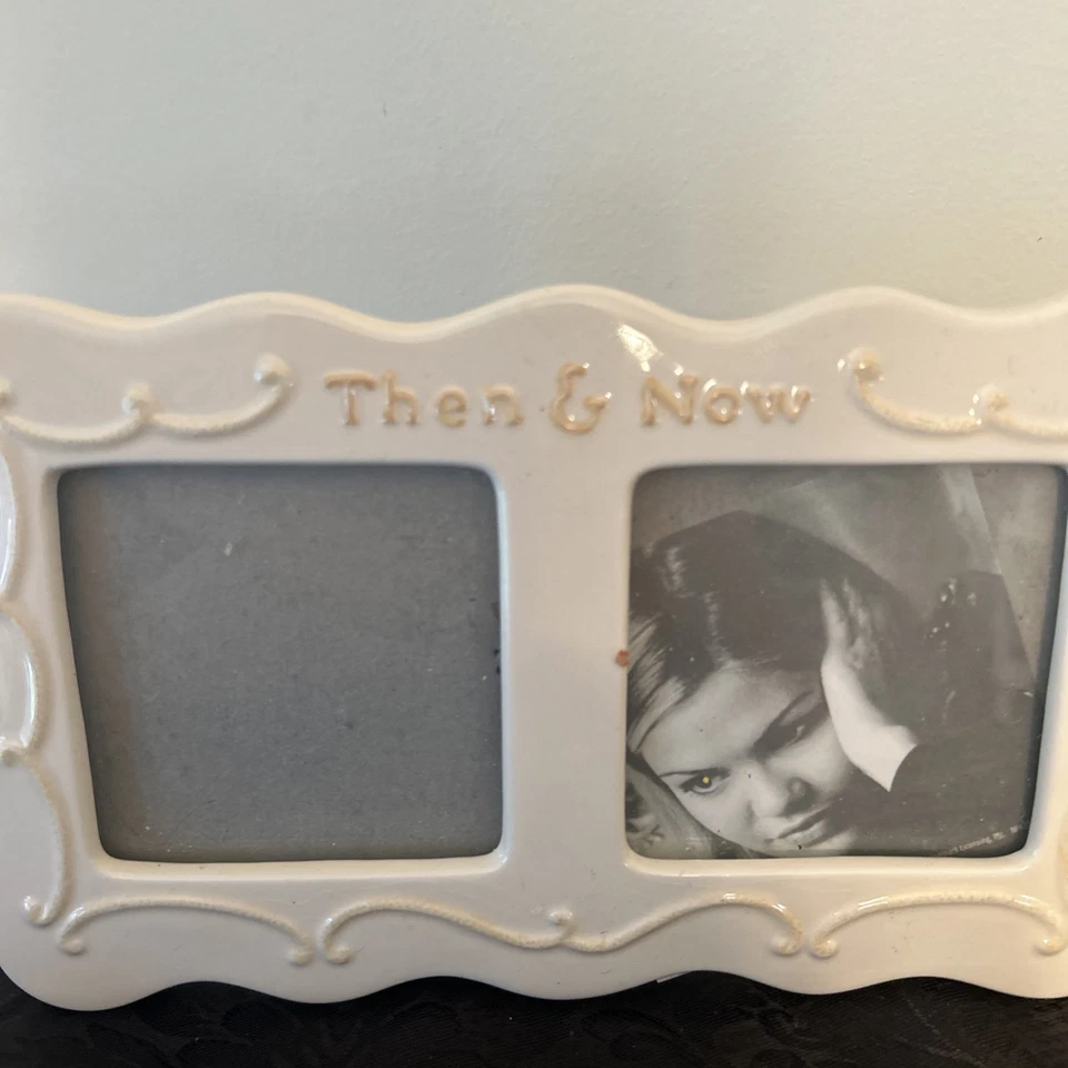 Marco de fotos de cerámica Hallmark Signature “Then & Now” contiene dos fotos 3x3 Foto 2 de 4