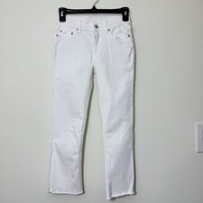Crewcuts Girls Straight Leg Jeans Size 10 Withe Raw Hem Stretch Mid Rise