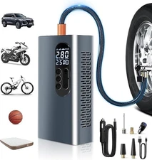 Tire Inflator Portable Air Compressor - Cordless Air Pump for Car Silver