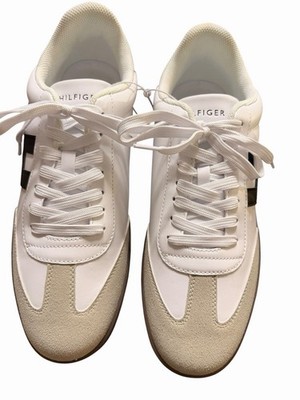 Tommy Hilfiger White Black Beige Lace Up Sneakers