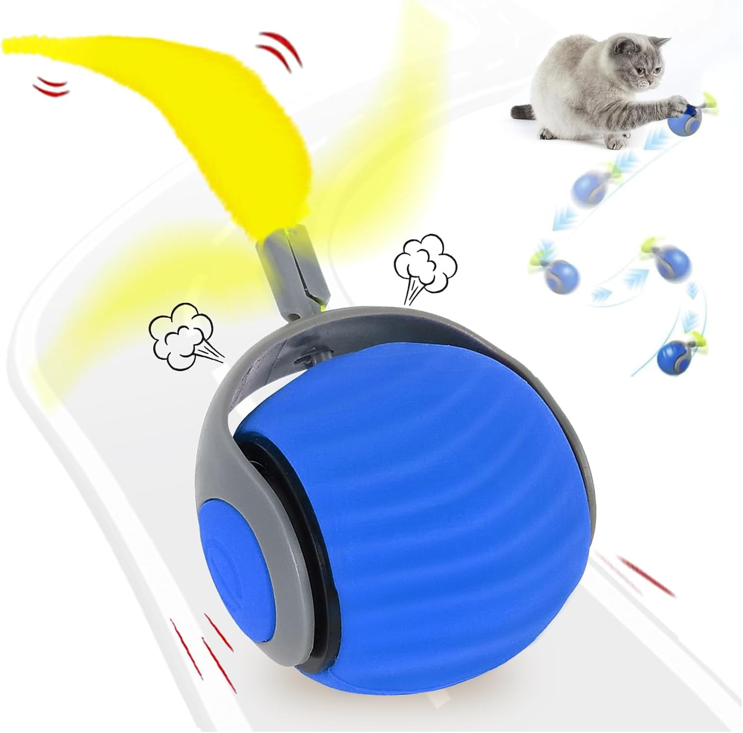 Speedy Tail 2.0 Giocattolo Interattivo per Gatti, Palla Elettrica Con Coda E Ric