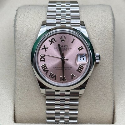 Rolex Datejust 31 NEW 2025 Pink Roman Dial Stainless Steel Smooth Bezel Jubilee