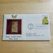 Winter Garden Flowers Winter Aconite 22kt Gold Replica Stamp 1st Day w/card