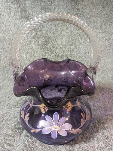 Fenton Glass Royal Purple Historic Collection  Basket Limited Edition #1639/2950