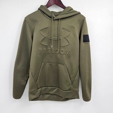 Under Armour Freedom Hoodie Men's Size Small Green Embossed Front Sweatshirt USA