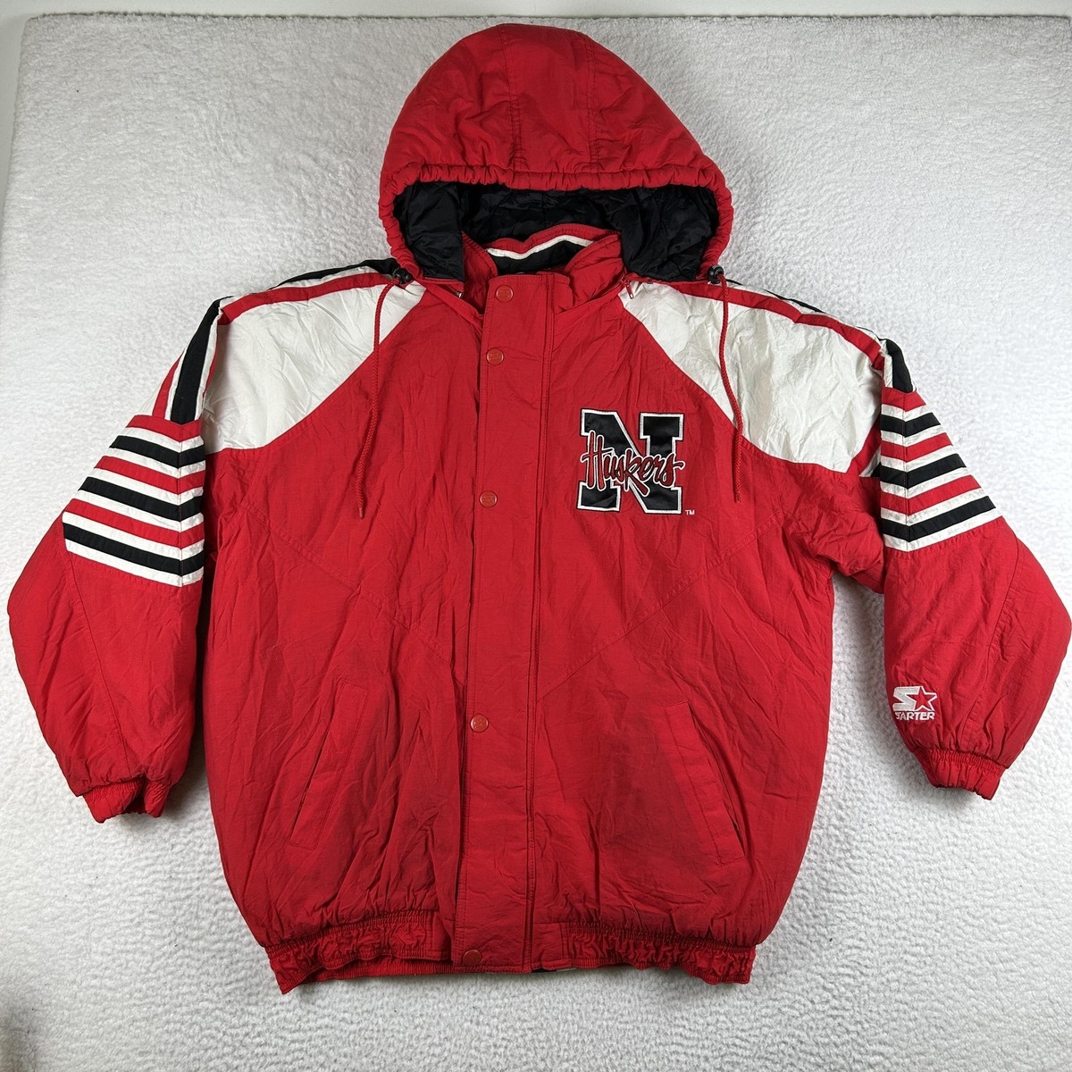 Vintage Nebraska Cornhuskers Jacket Mens Large Red NCAA Football