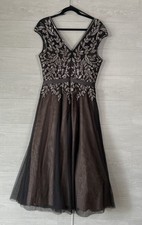 Xscape Womens Gray Chiffon Beaded Evening Dress Gown Size 12