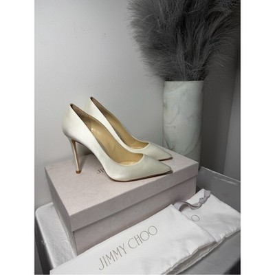 Jimmy Choo Romy 100 Ivory Satin Pumps Bridal Wedding Shoes Authentic MSRP$800