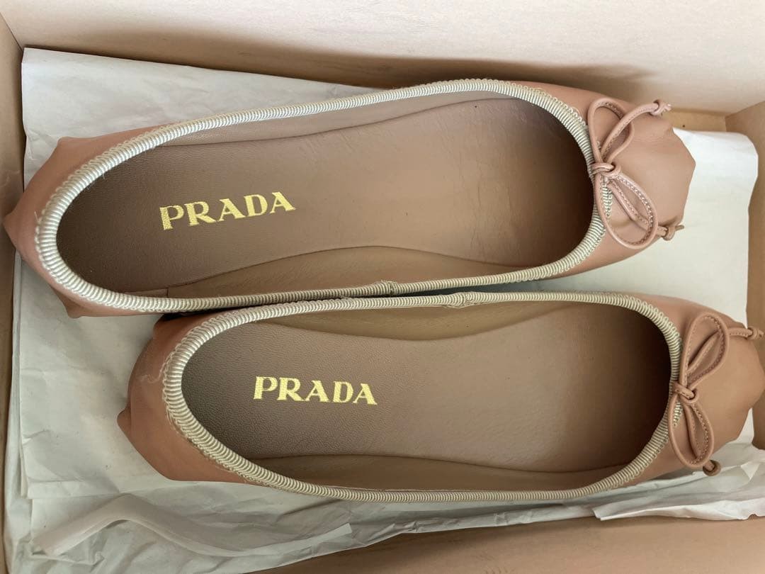 PRADA Women's Pumps Ribbon Flat Shoes Size:35.5/JP:22.5 Leather 135162K Authen thumbnail 5
