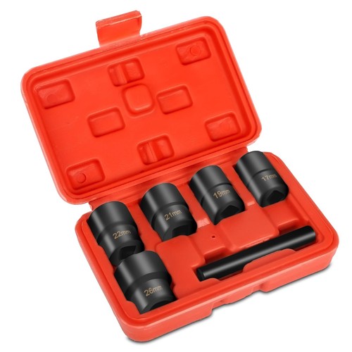 6pcs 1/2 inch Drive Twist Socket Set Lug Nut Remover Extractor Tool Metric 17...