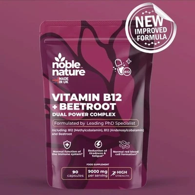 NOBLE NATURE Vitamin B12 & Beetroot Complex - High Strength - Nitric Oxide 90 Capsule