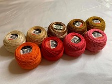 lot of 9 DMC 116 8 Perle Cotton Thread Balls, Size 8 brand new 45-1 coral brown