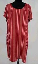 Soma Coool Nights Sleepshirt Large Show Off Paisley Red Scoopneck  nightgown NWT