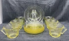 Florentine Poppy Amber Topaz Glass Cup Saucer Set 12 Pc Floral Vintage