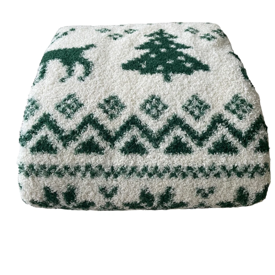 CYNTHIA ROWLEY Navidad Pluma Tejido Tiro 50X60 Reno Vacaciones Verde NUEVO Foto 3 de 4