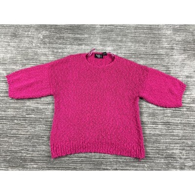 Rainbow Ridge Sweater Womens 22W Pink Plus Short Sleeve Popcorn Knit Pullover