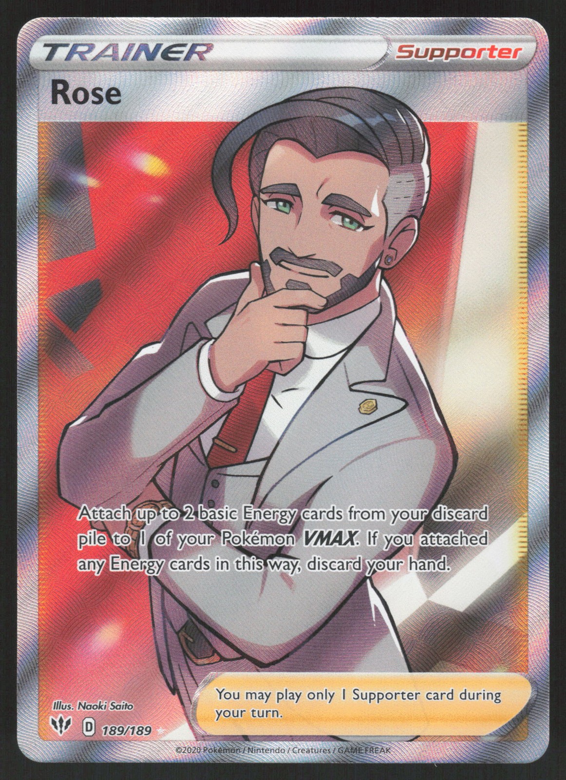 Rose (Full Art) 189/189 Full Art Trainer Ultra Rare SWSH03: Darkness Ablaze NM