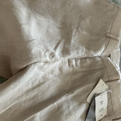 H And M Premium Selection:  Linen Blend Casual Pants with Belt Loops