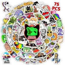 70 Pcs Glow in The Dark Cool Quirky Stickers for Water Bottle, Cartoon Funny Mem