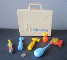 Vintage 1977 FISHER PRICE MEDICAL KIT Toy Blood pressure Needle Nurse Doctor