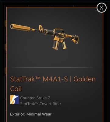 Counterstrike StatTrak M4A1-S | Golden Coil 2 StatTrak  Covert Rifle MW
