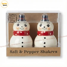 Johanna Parker Transpac SNOWMAN Red Scarf Salt Pepper Shakers Christmas