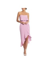 XSCAPE Womens Purple Sleeveless Strapless Midi Cocktail Hi-Lo Dress 4
