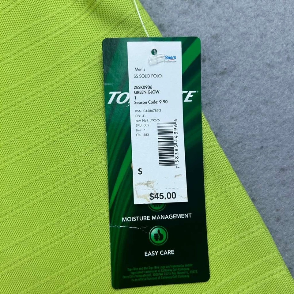 Топ Flite рубашка мужская маленький зеленый короткие рукава влаги впитывающий поло новый с Ярлыками * - Изображение 4 из 4