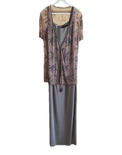 Mother of the bride Sz 6 dress beaded formal Gown Shawl Grey Wedding Guest Dress