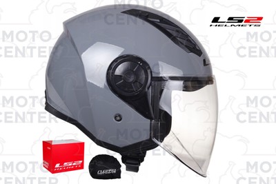 Helm Jet LS2 OF616 Airflow II Nardo Grau Poliert Visier Lang Größe XXL (63