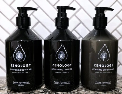 BUNDLE (3 Pack) Zenology Fycus Sycomorus Shampoo, Conditioner & Body Wash 16.9oz